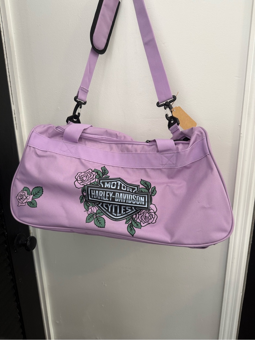 Harley-Davidson Lavender Floral Logo Travel Duffel